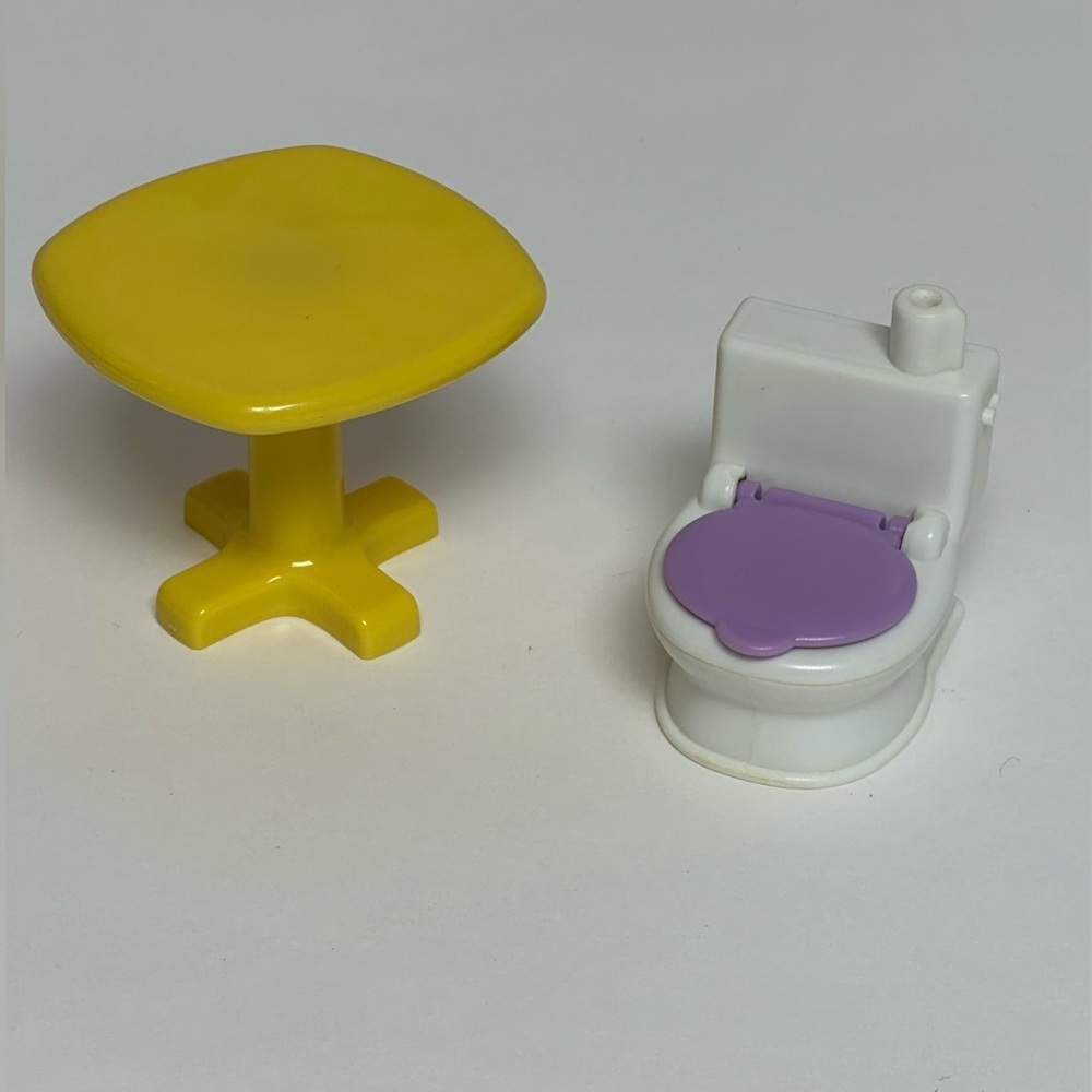 Fisher Price My First Dollhouse Furniture Kitchen Table Toilet Lot of 2